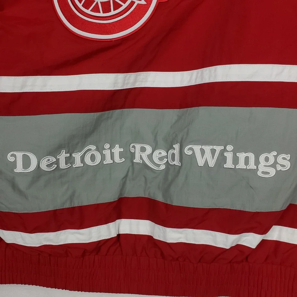 Detroit Red Wings Mitchell & Ness NHL‎ Large Jacket Embroidery Logos Maroon New